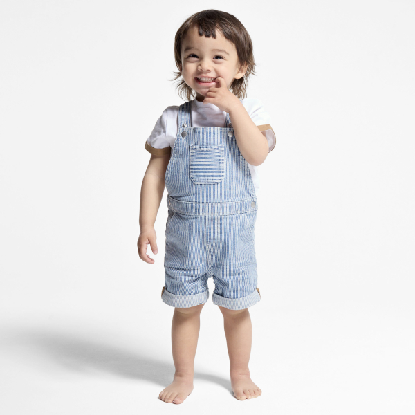 سالوبيت مخطط وتيشيرت باللونين الأزرق والأبيض للأولاد الصغار